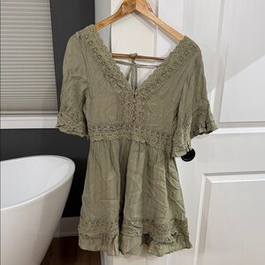 Bluivy Sage Green Lace Detail Blouse